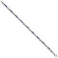 0.10 Ct Round Violet Tanzanite & Diamond Prong Sterling Silver Bar Link Bracelet by Fine Color Jewels