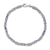 0.10 Ct Round Violet Tanzanite & Diamond Prong Sterling Silver Bar Link Bracelet