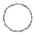 0.10 Ct Round Violet Tanzanite & Diamond Prong Sterling Silver Bar Link Bracelet by Fine Color Jewels