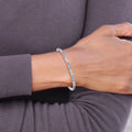 0.10 Ct Round Violet Tanzanite & Diamond Prong Sterling Silver Bar Link Bracelet by Fine Color Jewels