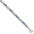 0.10 Ct Round Violet Tanzanite & Diamond Prong Sterling Silver Bar Link Bracelet by Fine Color Jewels