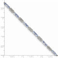 0.10 Ct Round Violet Tanzanite & Diamond Prong Sterling Silver Bar Link Bracelet by Fine Color Jewels