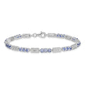 0.10 Ct Round Violet Tanzanite & Diamond Prong Sterling Silver Bar Link Bracelet by Fine Color Jewels