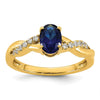 0.13 Ct Oval Blue Created Sapphire & Lab Grown Diamond Prong 14K Gold Bypass Ring
