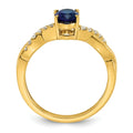 0.13 Ct Oval Blue Created Sapphire & Lab Grown Diamond Prong 14K Gold Bypass Ring by Fine Color Jewels