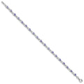 0.13 Ct Pear Violet Tanzanite & Diamond Prong Sterling Silver Link Bracelet by Fine Color Jewels