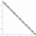 0.13 Ct Pear Violet Tanzanite & Diamond Prong Sterling Silver Link Bracelet by Fine Color Jewels