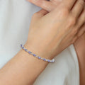0.13 Ct Pear Violet Tanzanite & Diamond Prong Sterling Silver Link Bracelet by Fine Color Jewels