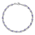 0.13 Ct Pear Violet Tanzanite & Diamond Prong Sterling Silver Link Bracelet by Fine Color Jewels