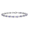 0.13 Ct Pear Violet Tanzanite & Diamond Prong Sterling Silver Link Bracelet