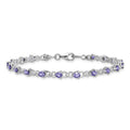 0.13 Ct Pear Violet Tanzanite & Diamond Prong Sterling Silver Link Bracelet by Fine Color Jewels