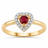 0.13 Ct Round Pink Ruby & Diamond Prong 14K Yellow Gold Halo Heart Ring