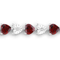 0.14 Ct Heart Red Garnet & Diamond Prong Silver Box Clasp Tennis Bracelet by Fine Color Jewels