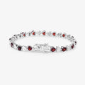 0.14 Ct Heart Red Garnet & Diamond Prong Silver Box Clasp Tennis Bracelet by Fine Color Jewels
