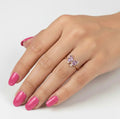 0.14 Ct Marquise Purple Amethyst and White Topaz Prong Silver Butterfly Ring by Fine Color Jewels
