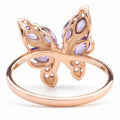 0.14 Ct Marquise Purple Amethyst and White Topaz Prong Silver Butterfly Ring by Fine Color Jewels
