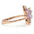0.14 Ct Marquise Purple Amethyst and White Topaz Prong Silver Butterfly Ring by Fine Color Jewels