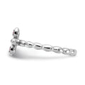 0.14 Ct Round Created Red Ruby Silver Stackable Bezel Cross Ring by Fine Color Jewels