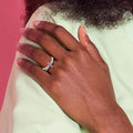 0.14 Ct Round Created Red Ruby Silver Stackable Bezel Cross Ring by Fine Color Jewels