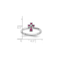 0.14 Ct Round Lab Created Red Ruby Silver Stackable Cross Bezel Ring by Fine Color Jewels