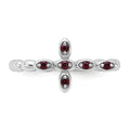 0.14 Ct Round Red Garnet Prong Silver Stackable Cross Ring by Fine Color Jewels