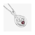 0.14 CTTW Heart Red Garnet Prong Silver Mom Infinity Pendant Necklace by Fine Color Jewels
