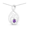 0.15 Ct Heart Purple Amethyst Prong Silver Mom Infinity Pendant Necklace
