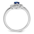 0.15 Ct Round Blue Sapphire & Diamond Prong 14K White Gold Pavé Triangle Ring by Fine Color Jewels