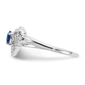 0.15 Ct Round Blue Sapphire & Diamond Prong 14K White Gold Pavé Triangle Ring by Fine Color Jewels