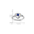 0.15 Ct Round Blue Sapphire & Diamond Prong 14K White Gold Pavé Triangle Ring by Fine Color Jewels