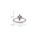 0.15 Ct Round Red Garnet Prong Silver Stackable Cross Ring by Fine Color Jewels