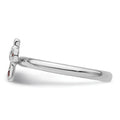 0.15 Ct Round Red Garnet Prong Silver Stackable Cross Ring by Fine Color Jewels
