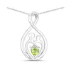 0.15 CTTW Heart Green Peridot Prong Silver Mom Infinity Pendant Necklace