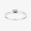 0.16 Ct Baguette Pink Ruby & Diamond Prong 14K White Gold Stackable Pave Ring by Fine Color Jewels