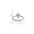 0.16 Ct Round Green Peridot Prong Silver Stackable Cross Ring by Fine Color Jewels