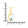 0.17 CTTW Heart Green Emerald Prong Silver Mom Pendant Necklace by Fine Color Jewels
