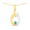 0.17 CTTW Heart Green Emerald Prong Silver Mom Pendant Necklace