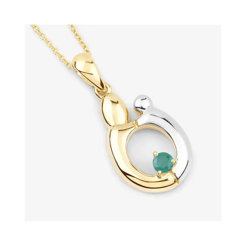 0.17 CTTW Heart Green Emerald Prong Silver Mom Pendant Necklace by Fine Color Jewels