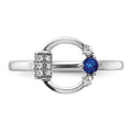 0.18 Ct Round Blue Created Sapphire & Diamond Prong 14K White Gold Circle Ring by Fine Color Jewels