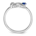 0.18 Ct Round Blue Created Sapphire & Diamond Prong 14K White Gold Circle Ring by Fine Color Jewels