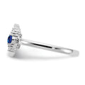0.18 Ct Round Blue Created Sapphire & Diamond Prong 14K White Gold Circle Ring by Fine Color Jewels