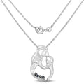 0.18 Ct Round Blue Sapphire Prong Silver Mom Pendant Necklace by Fine Color Jewels