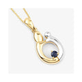 0.19 CTTW Heart Blue Sapphire Prong Silver Mom Pendant Necklace by Fine Color Jewels