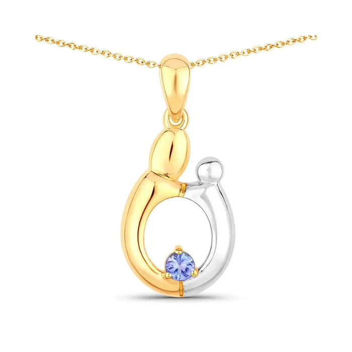 0.19 CTTW Heart Violet Tanzanite Prong Silver Mom Pendant Necklace by Fine Color Jewels