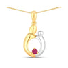 0.20 CTTW Heart Pink Ruby Prong Silver Mom Pendant Necklace
