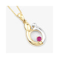 0.20 CTTW Heart Pink Ruby Prong Silver Mom Pendant Necklace by Fine Color Jewels