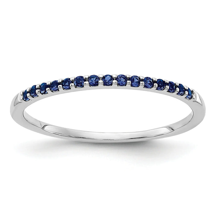 0.24 Ct Round Blue Sapphire Prong White Gold Half Eternity Ring by Fine Color Jewels
