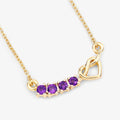 0.24 Ct Round Purple Amethyst Prong 18K Gold Plated Silver Heart & Infinity Necklace by Fine Color Jewels