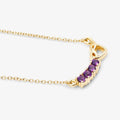 0.24 Ct Round Purple Amethyst Prong 18K Gold Plated Silver Heart & Infinity Necklace by Fine Color Jewels