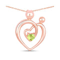 0.25 Ct Heart Green Peridot Prong Rose Gold Plated Mom Pendant Necklace by Fine Color Jewels